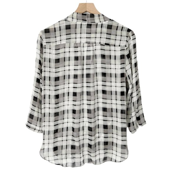 Aritzia 100% Silk Babaton Beau Wrap Draped Plaid Oversized Blouse Shirt Top - L - Picture 6 of 7